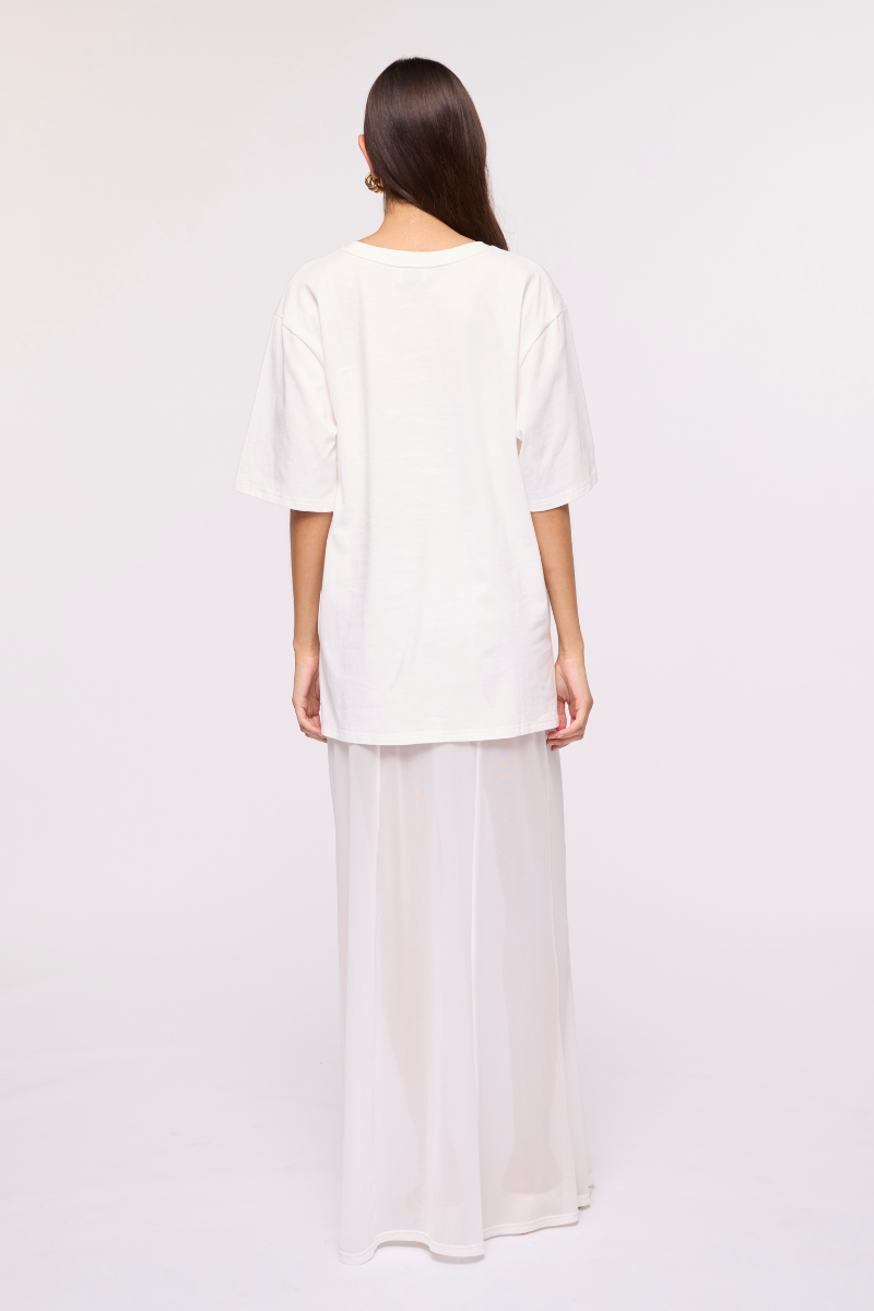 Willow Crochet Cotton Tee – White