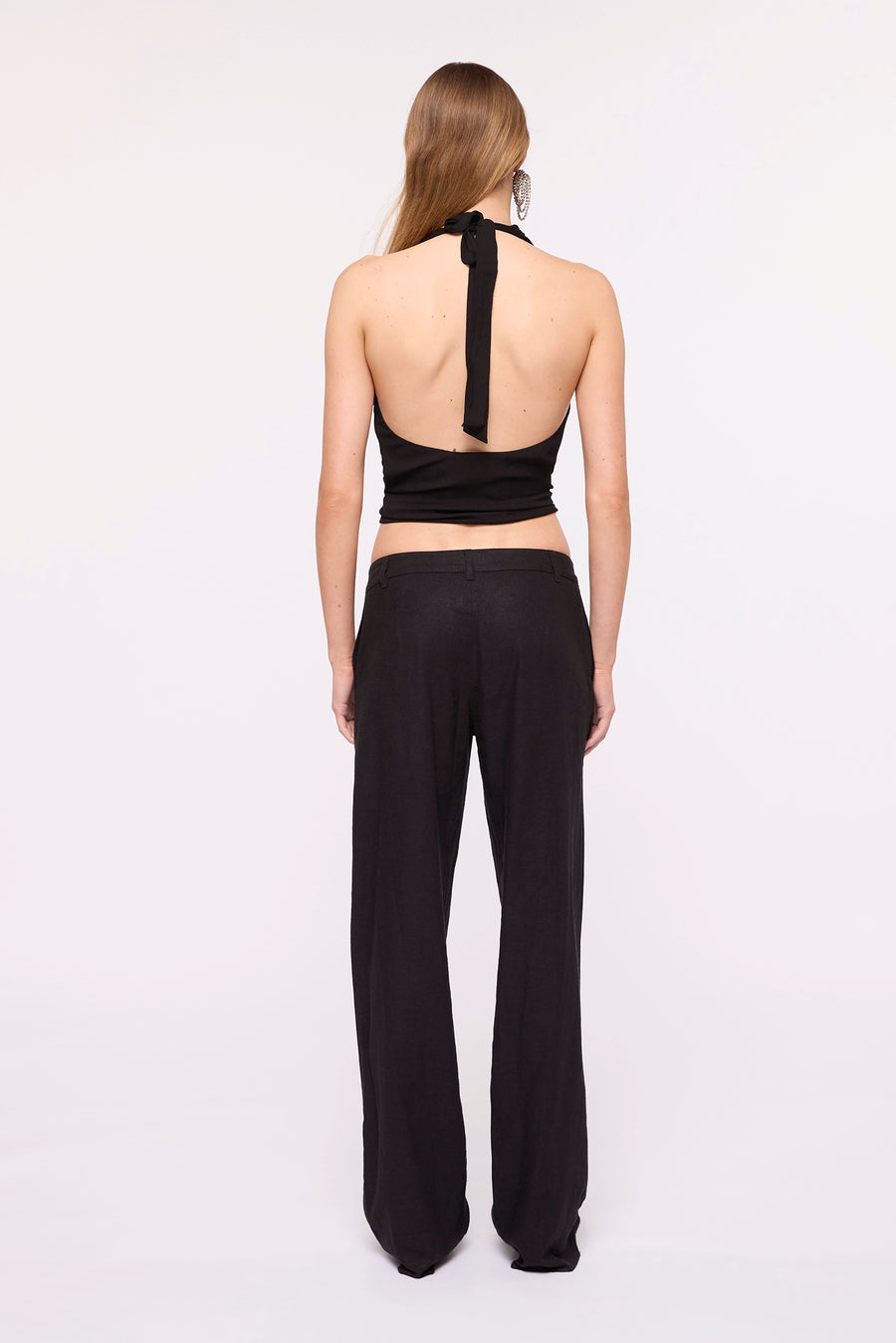 Aubrey Halter Crop Top - Black