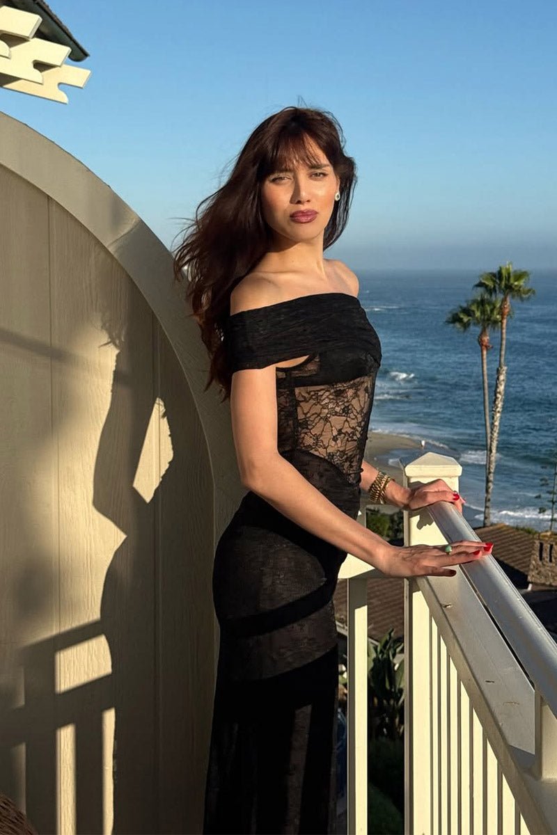 Beau Lace Off Shoulder Midi - Black SUBOO AU Beau Lace Off Shoulder Midi - Black SUBOO AU