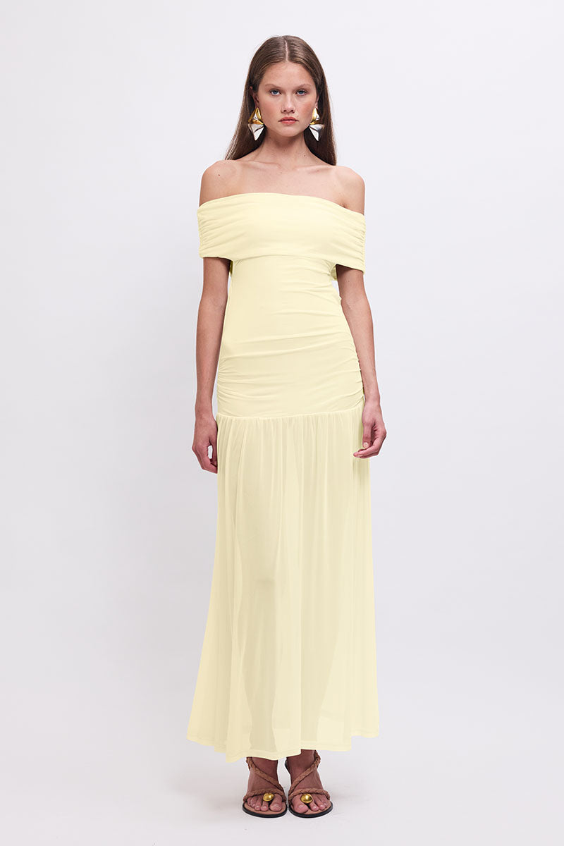 Christy Mesh Sheer Skirt Dress - Lemon Sorbet