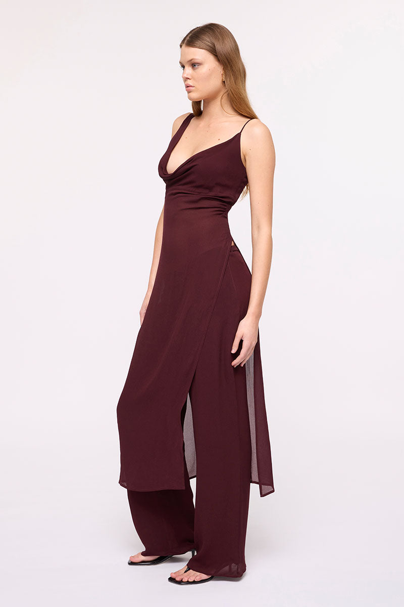 Olivia Midi Drape Overlay - Chocolate