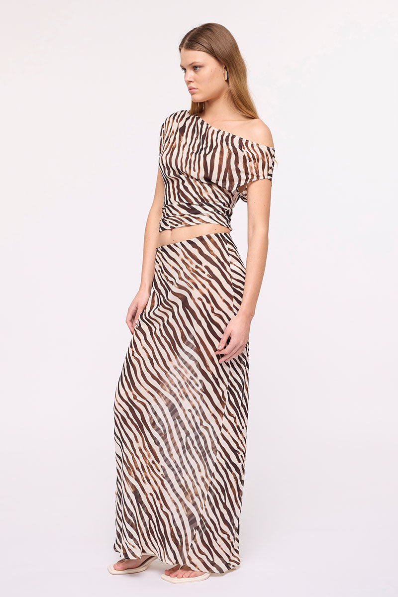 Gigi Zebra Bias Maxi Skirt