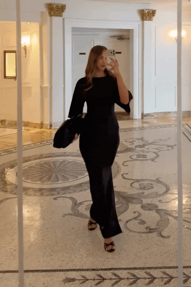 Ivy Cape Sleeve Maxi - Black