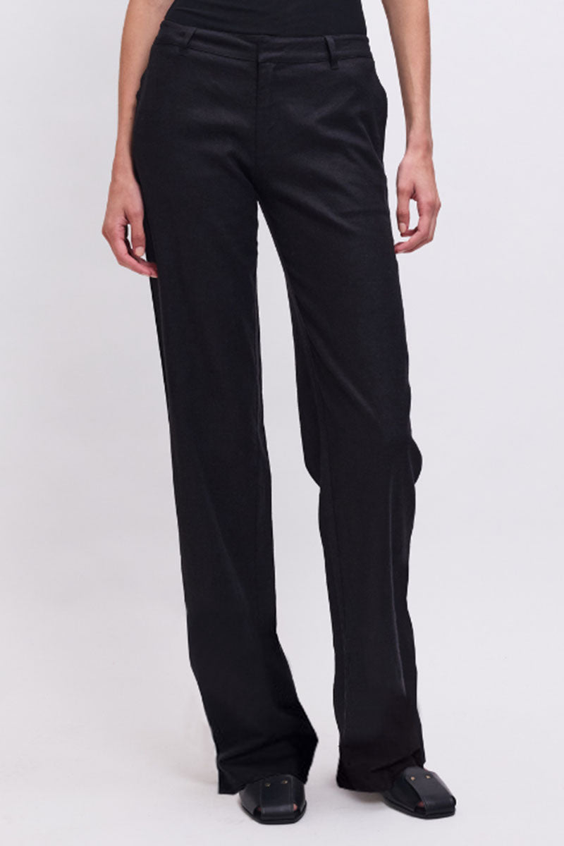 The Perfect Pant – Tailored Straight-Leg Black Linen Blend