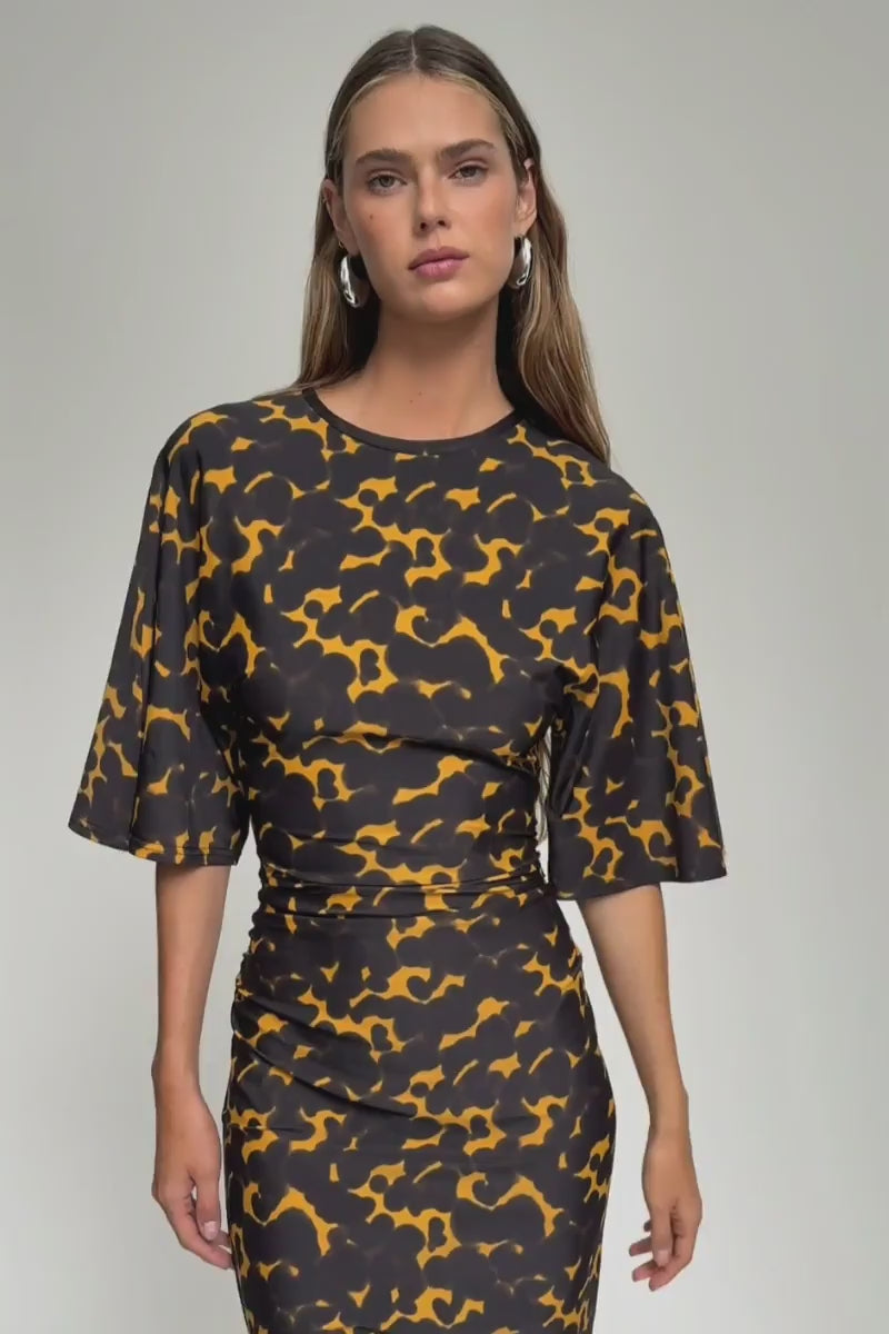 Ivy Cape Sleeve Maxi Dress in Tortoiseshell