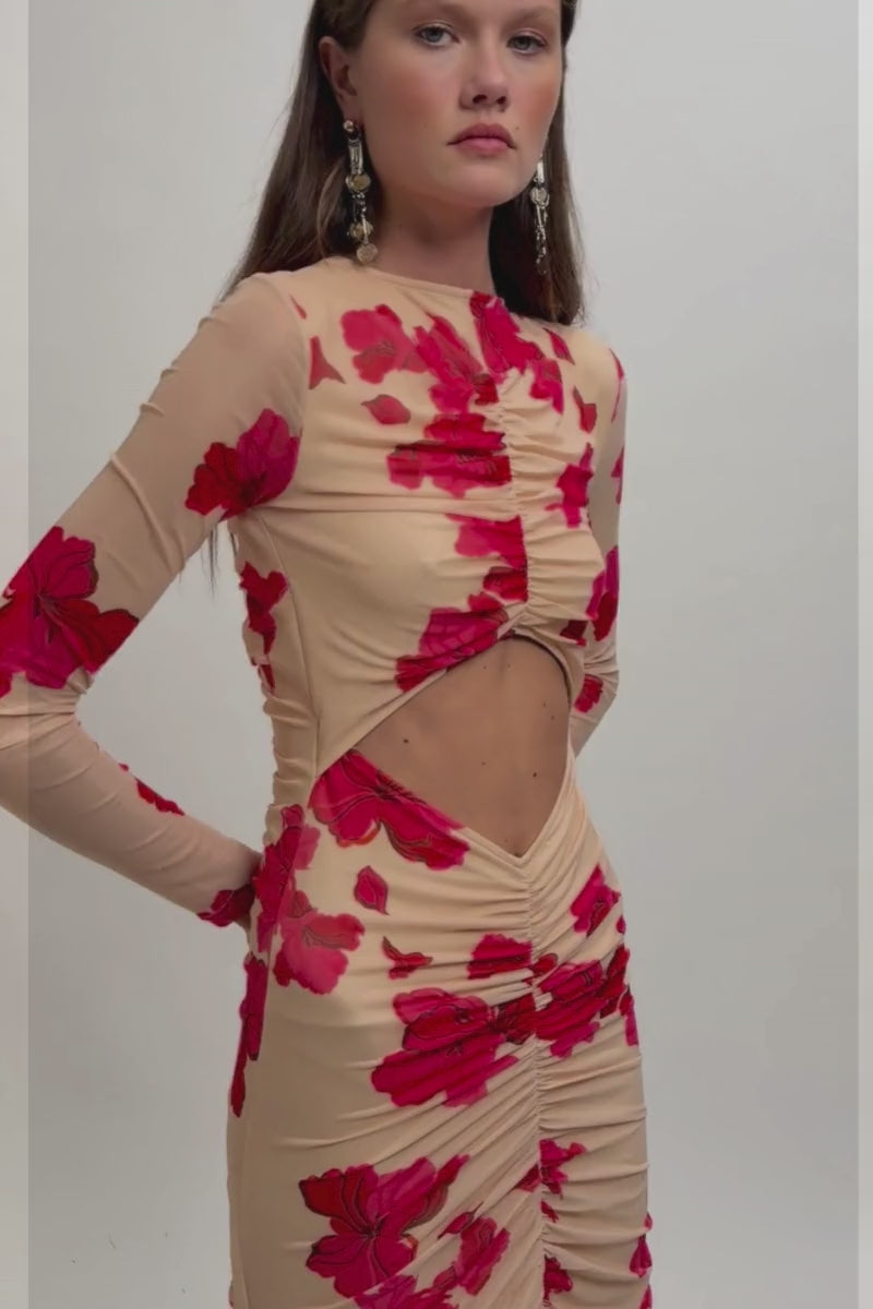 Suzie Floral Long-Sleeve Reversible Maxi Dress