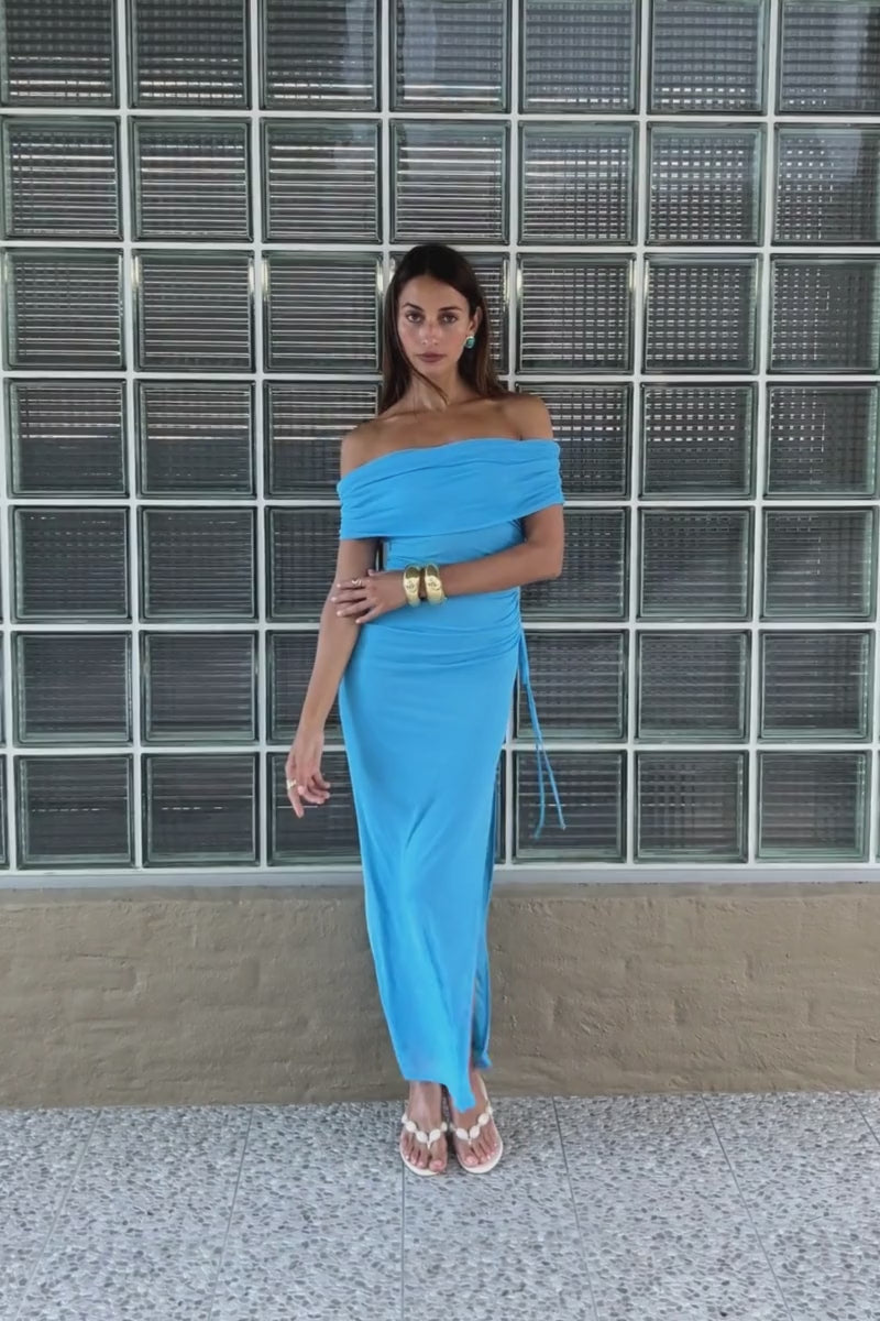 Christy Off Shoulder Maxi Dress - Blue