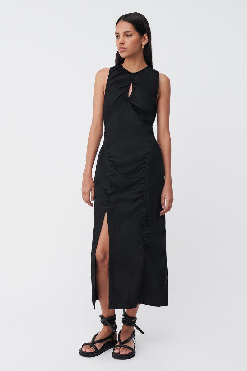 Roy Cross Front Sleeveless Maxi Dress - Black - SUBOO AU